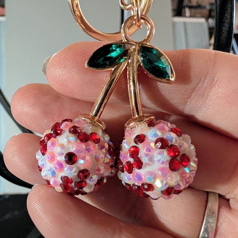 Cherry Keychain with Red and Green Accents - Picture 4 of 4